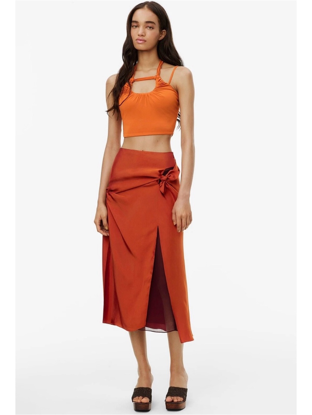 Zara satin midi skirt